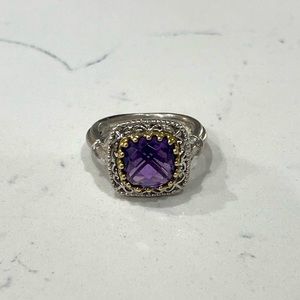 Gabriel and Co amethyst stone ring, 18k Gold and Silver